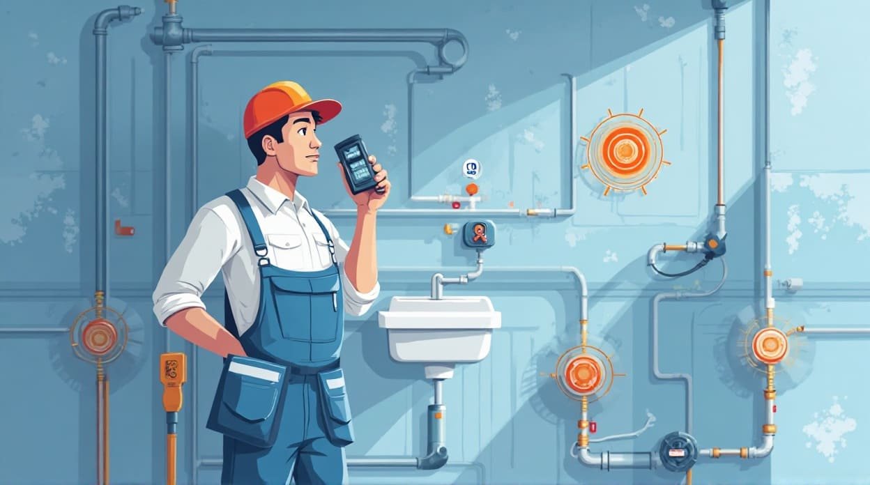 Technician using advanced leak detection technology